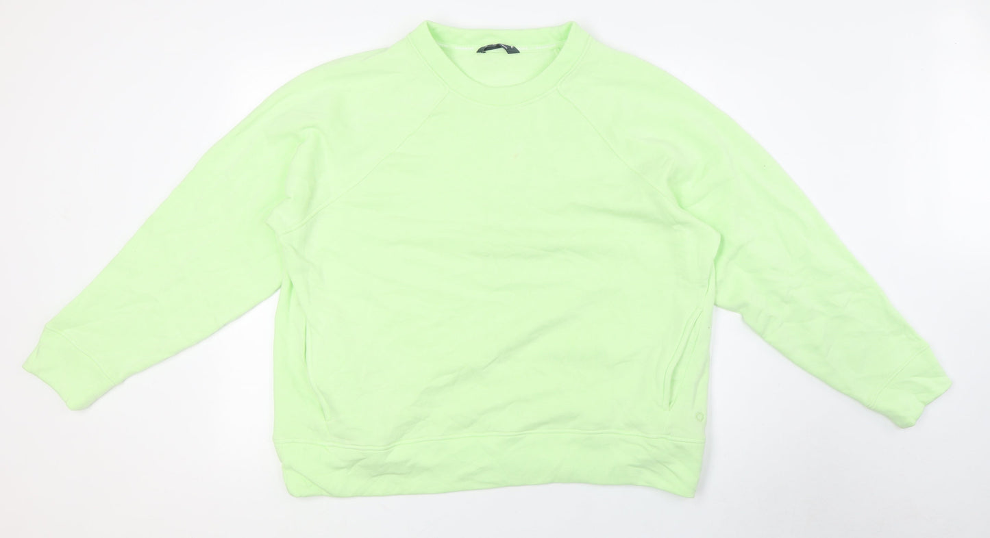 Marks and Spencer Womens Green Round Neck Cotton Pullover Jumper Size 16