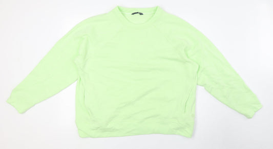 Marks and Spencer Womens Green Round Neck Cotton Pullover Jumper Size 16