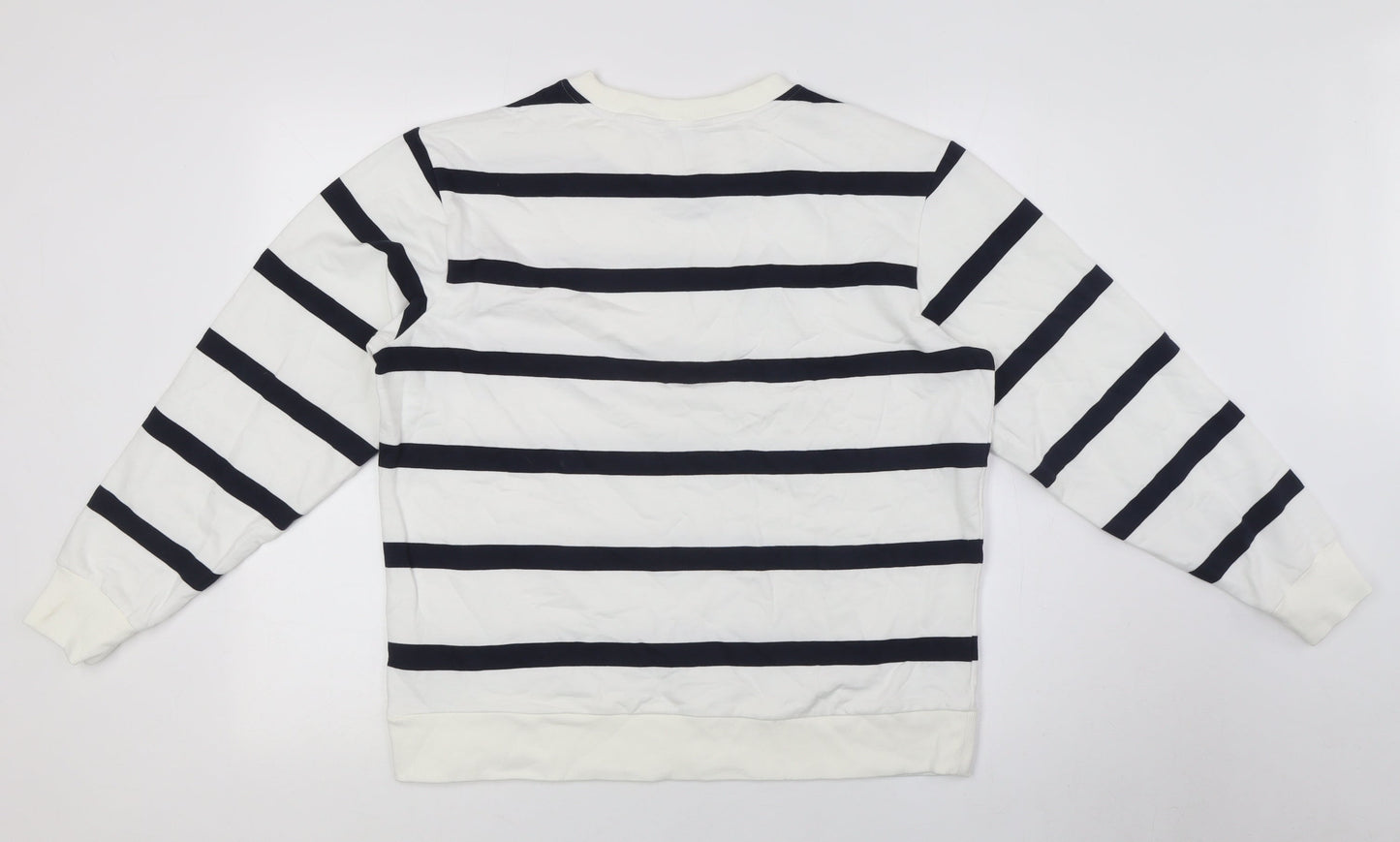 Marks and Spencer Womens White Striped Cotton Pullover Sweatshirt Size M