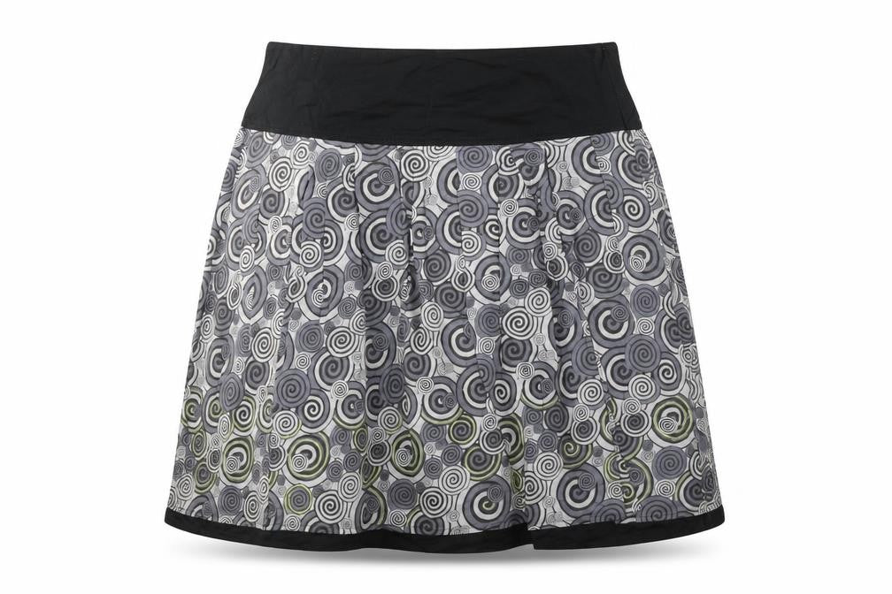 HIJKLMVWXYZ Womens Grey Cotton A-Line Skirt Size 14 Zip - Swirl Pattern
