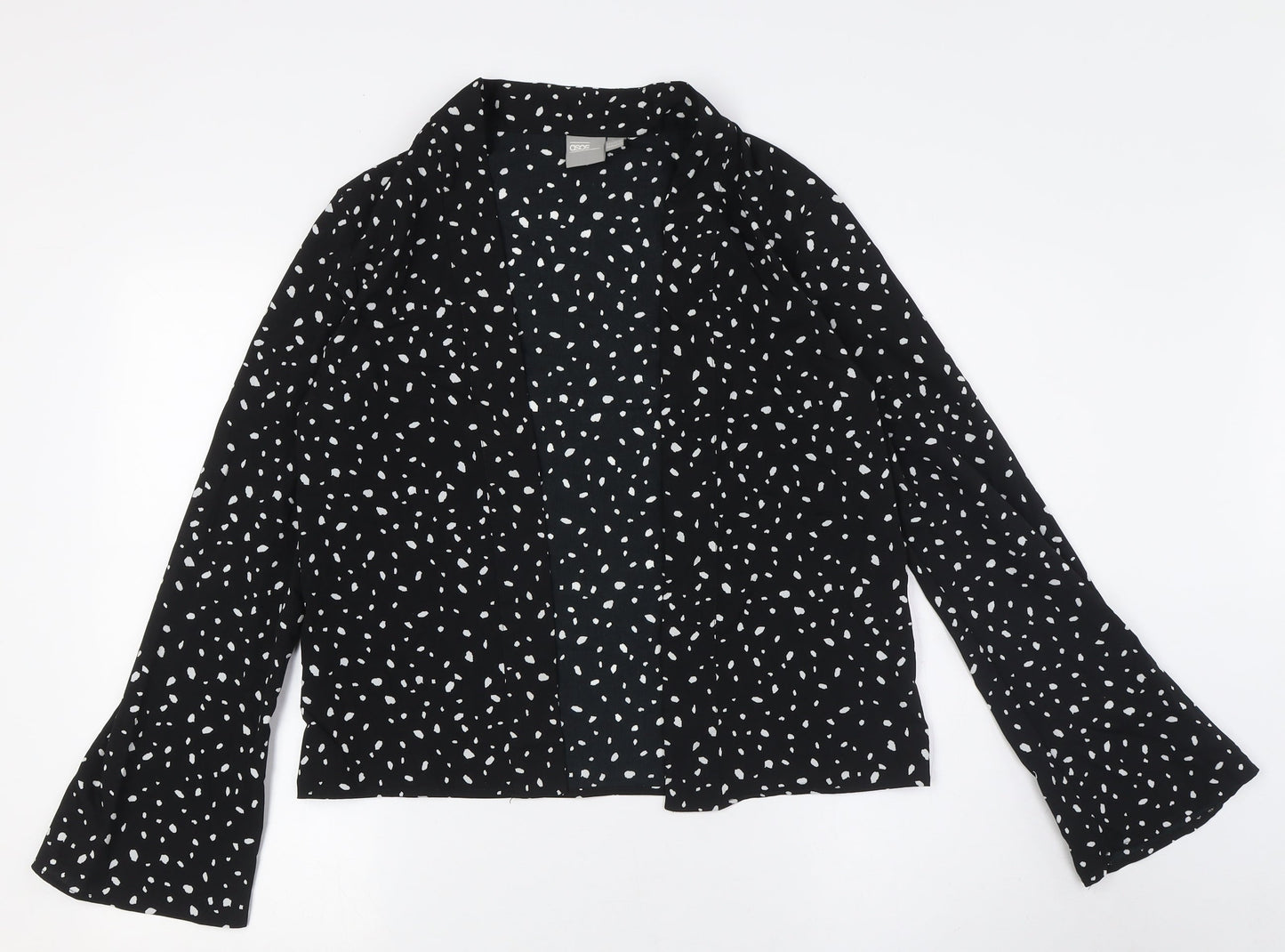 ASOS Womens Black Polyester Basic Button-Up Size 10 V-Neck - Open Front
