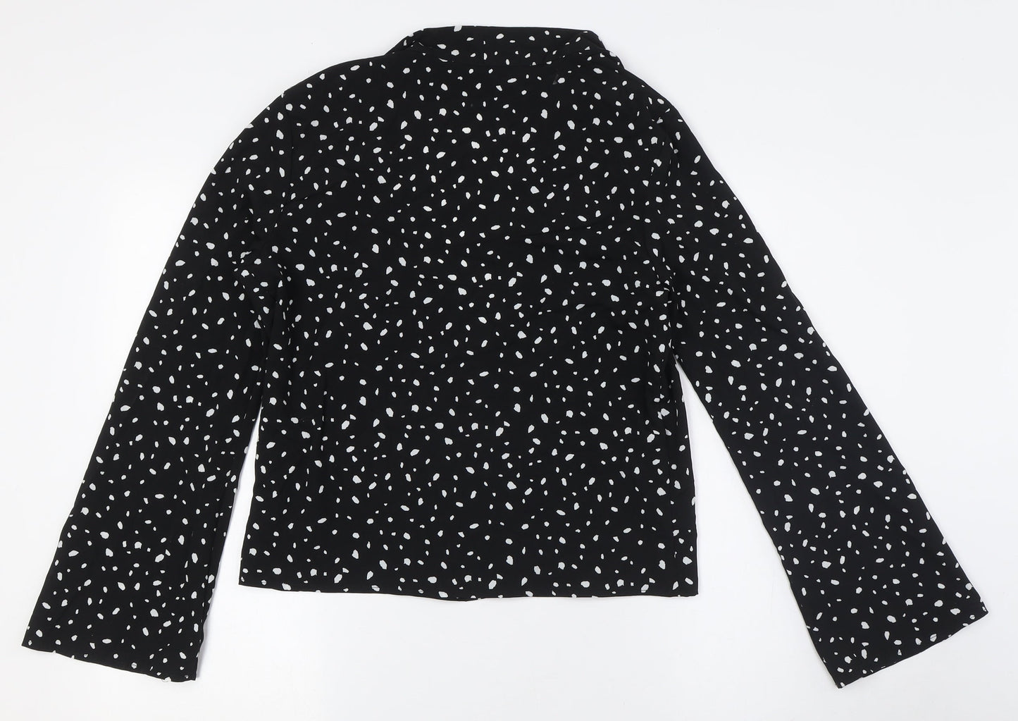ASOS Womens Black Polyester Basic Button-Up Size 10 V-Neck - Open Front