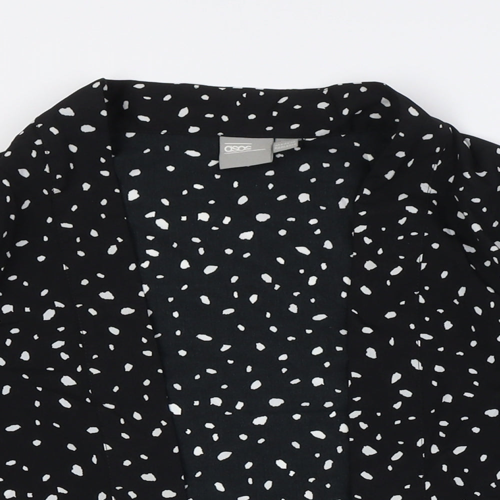 ASOS Womens Black Polyester Basic Button-Up Size 10 V-Neck - Open Front