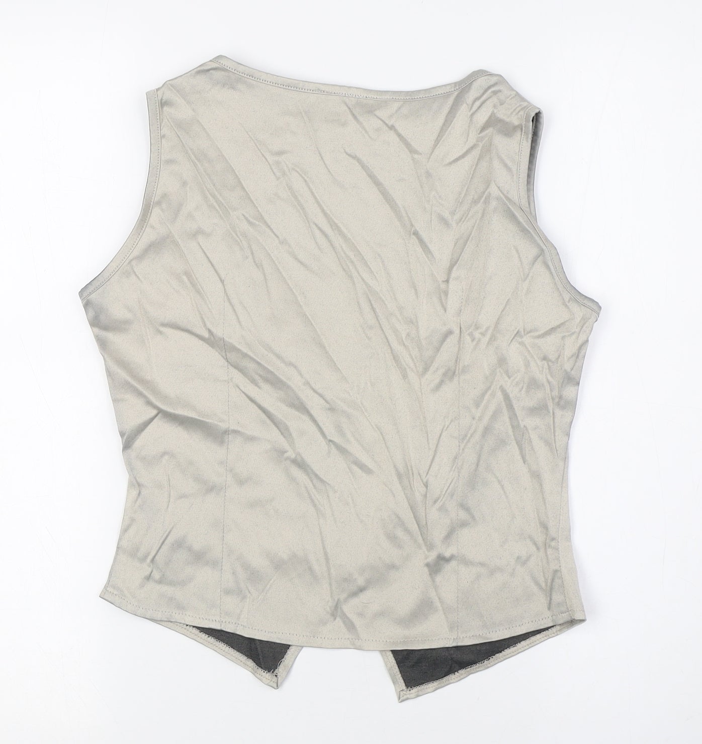 Fever Womens Grey Polyester Basic Button-Up Size 12 Boat Neck