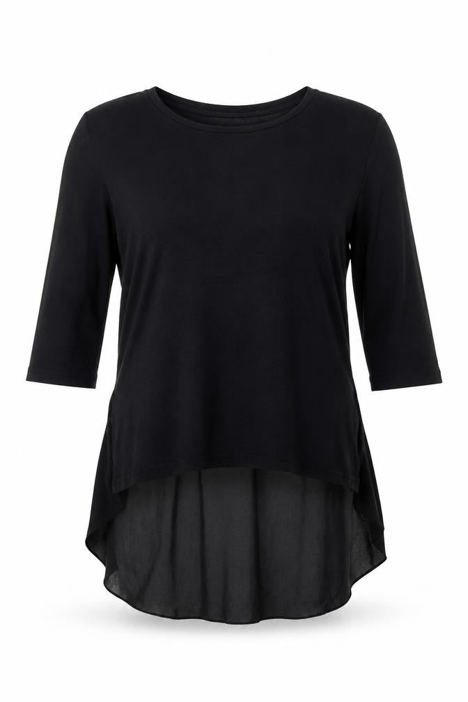 Miss Charm Womens Black Cotton Basic Button-Up Size M Boat Neck - Sheer, Size M-L