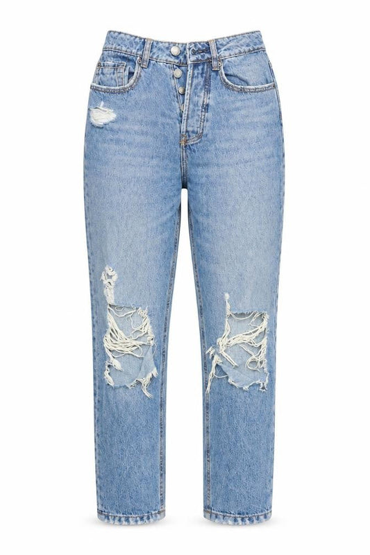 Stradivarius Womens Blue Cotton Mom Jeans Size 8 L25 in Relaxed