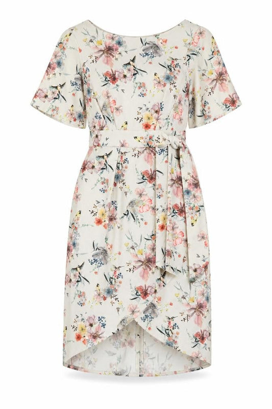 Closet Womens Multicoloured Floral Polyester Pencil Dress Size 10 Boat Neck