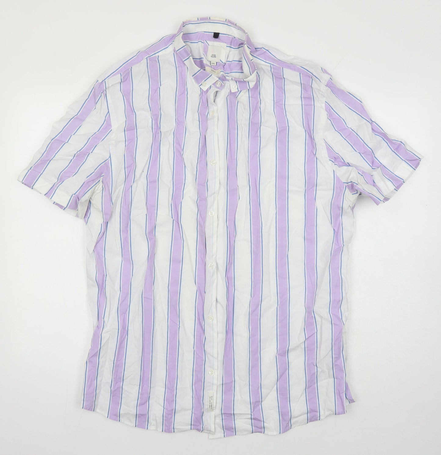 River Island Womens Multicoloured Polka Dot 100% Cotton Basic Blouse Size 2XL Collared
