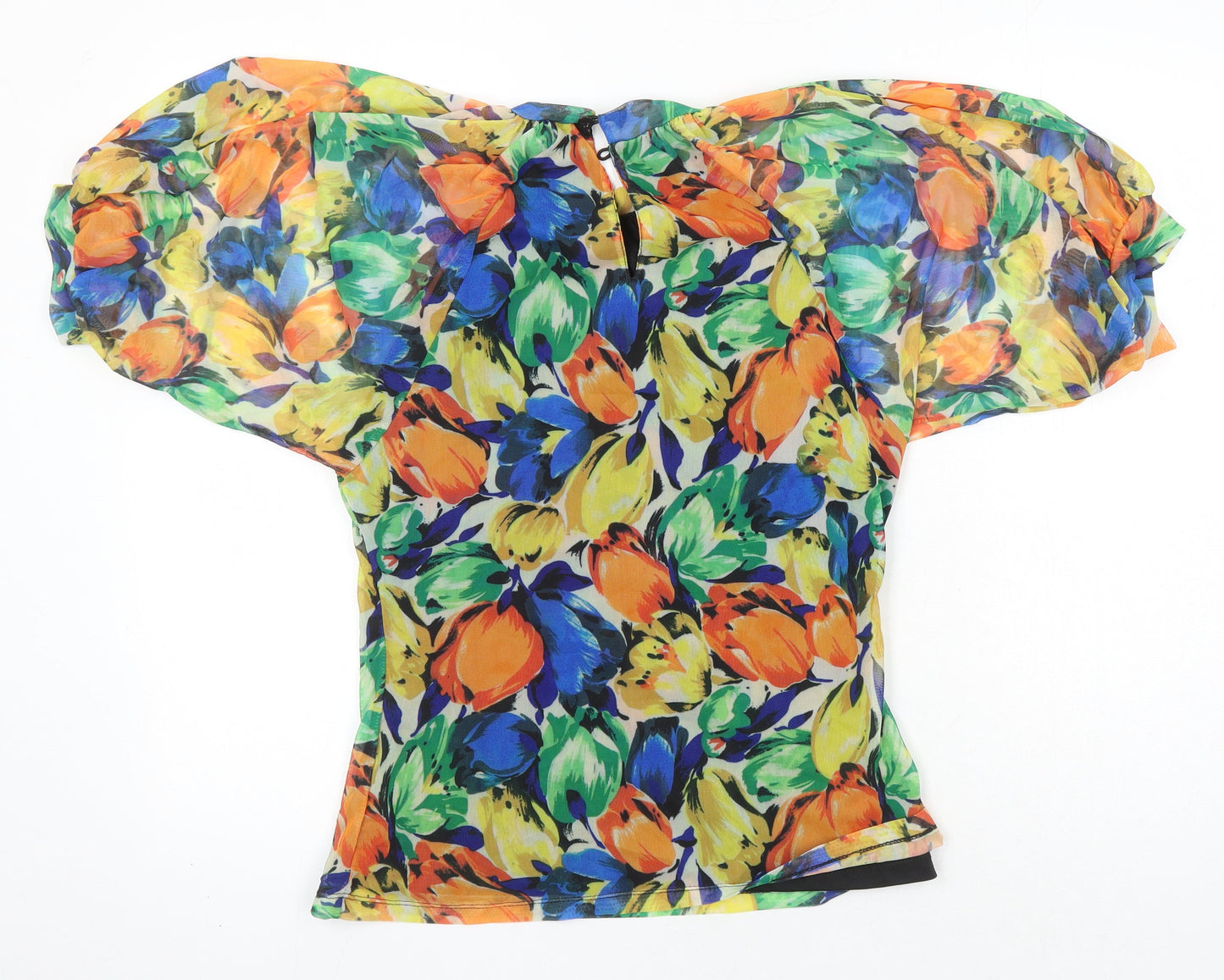 Oasis Womens Multicoloured Floral Polyester Tunic Blouse Size M Mock Neck