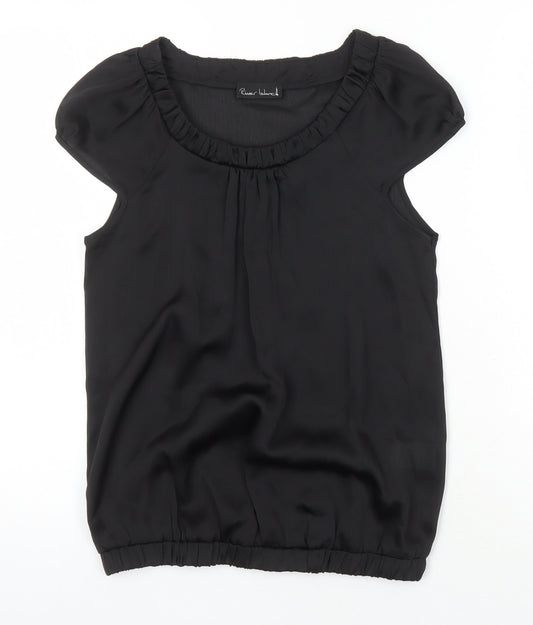 River Island Womens Black Polyester Tunic Blouse Size 8 Scoop Neck - Elasticated Waist