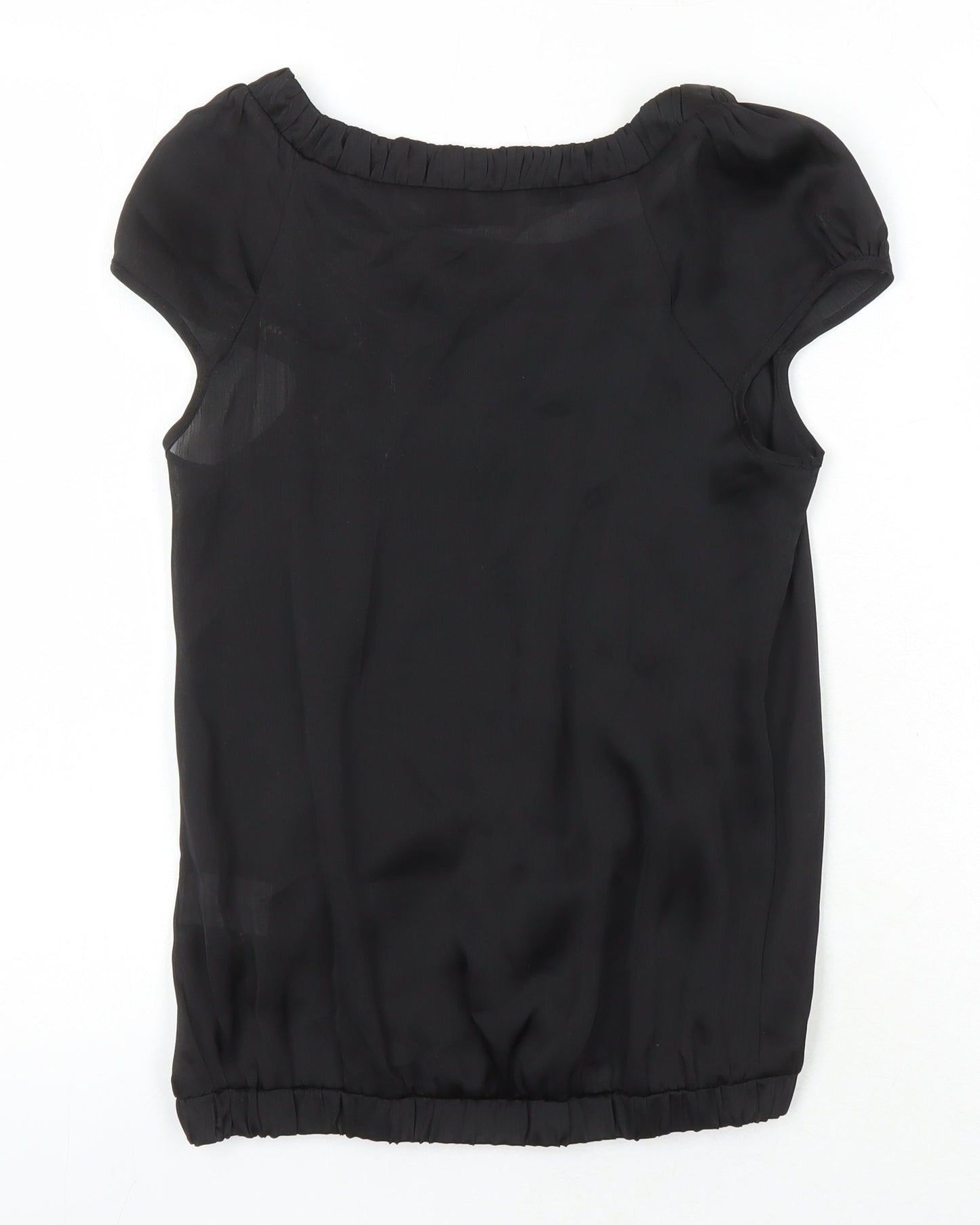River Island Womens Black Polyester Tunic Blouse Size 8 Scoop Neck - Elasticated Waist