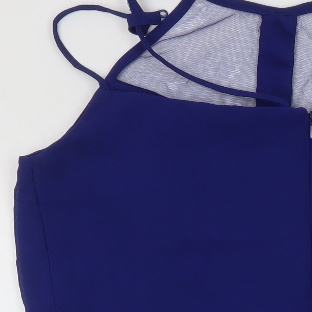 Girls On Film Womens Blue Polyester Fit & Flare Size 16 Square Neck