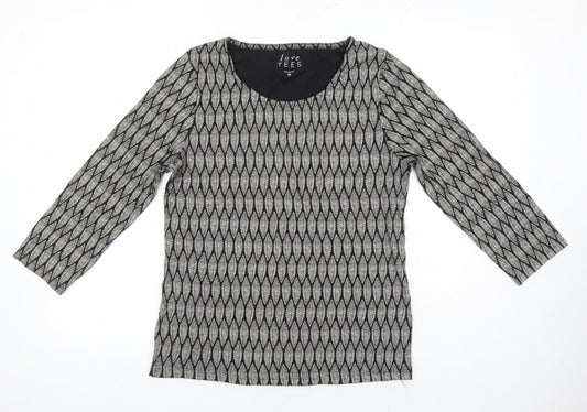 Love Tees Womens Multicoloured Geometric 100% Cotton Jersey T-Shirt Size 16 Scoop Neck