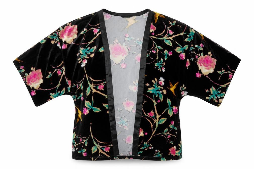 M&Co Womens Multicoloured Floral Polyester Kimono Blouse Size 12 V-Neck