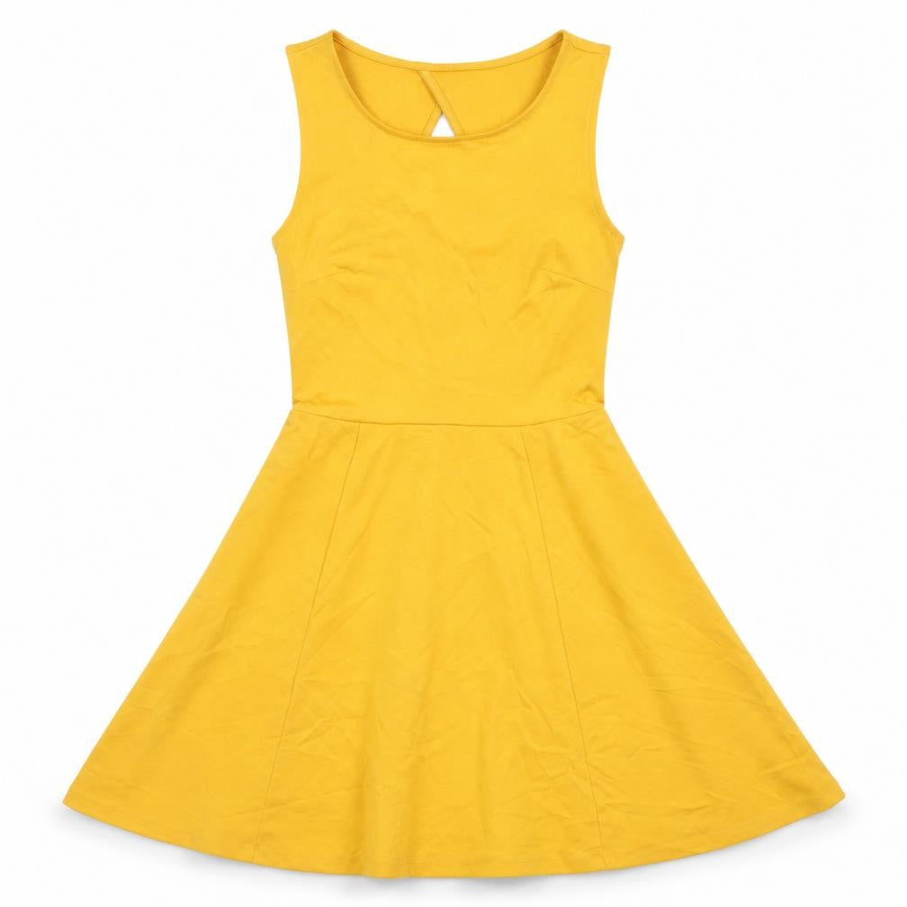 H&M Womens Yellow Polyester Fit & Flare Size XS Scoop Neck