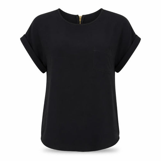 River Island Womens Black Polyester Tunic Blouse Size 8 Round Neck