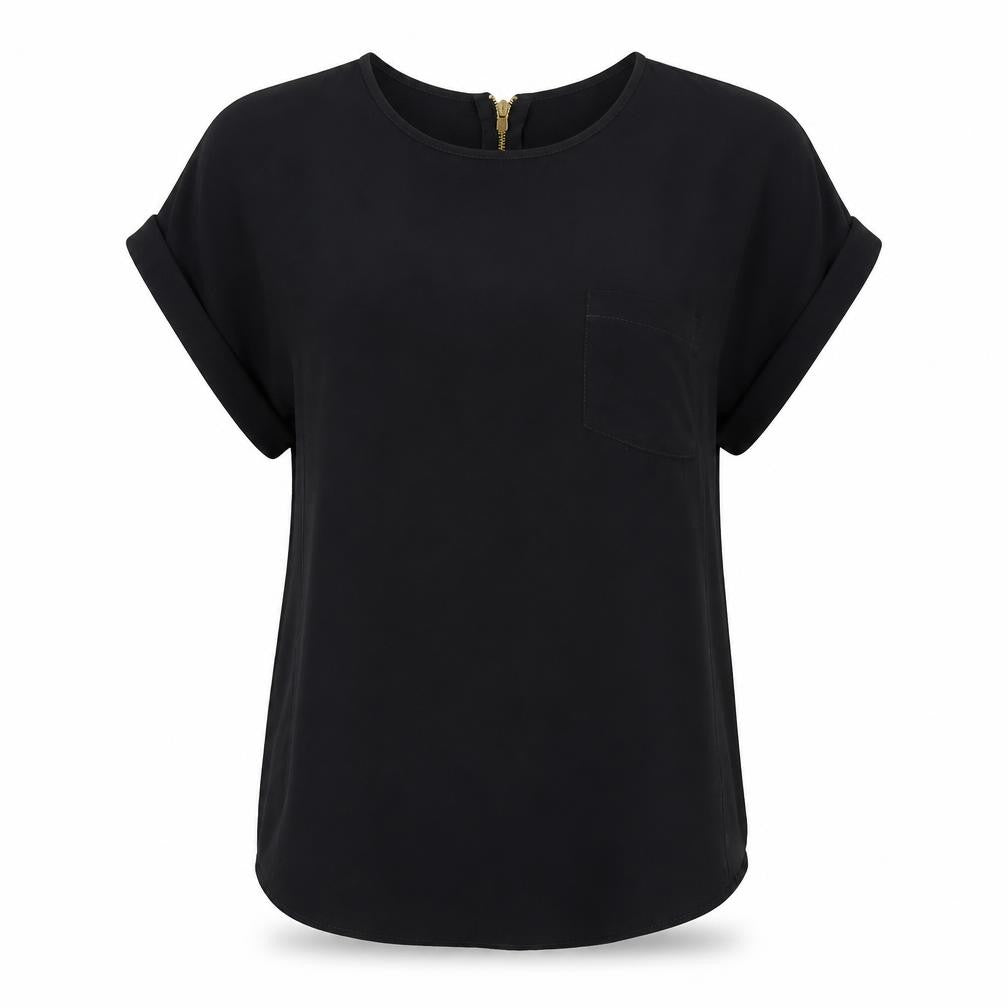 River Island Womens Black Polyester Tunic Blouse Size 8 Round Neck