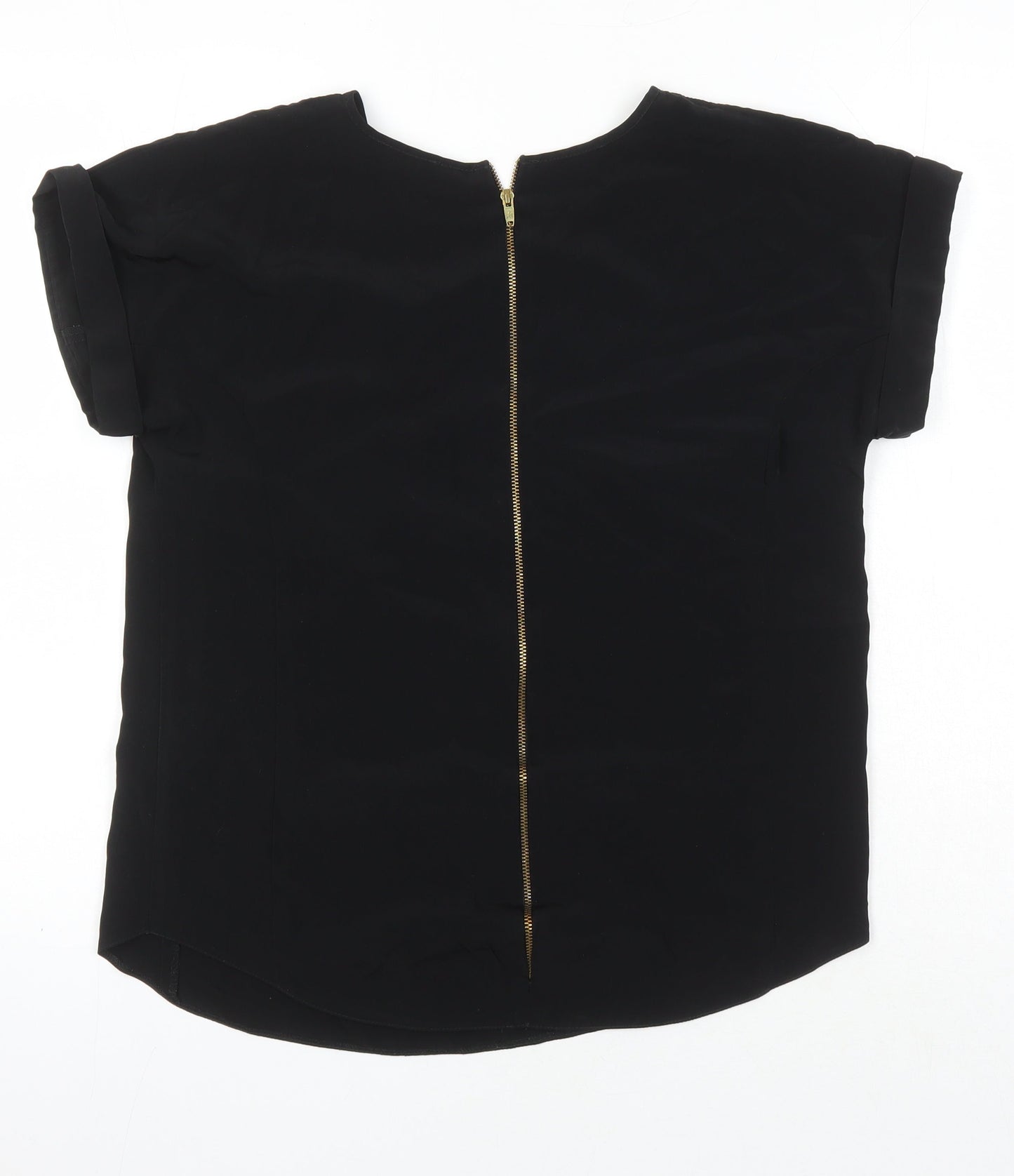 River Island Womens Black Polyester Tunic Blouse Size 8 Round Neck