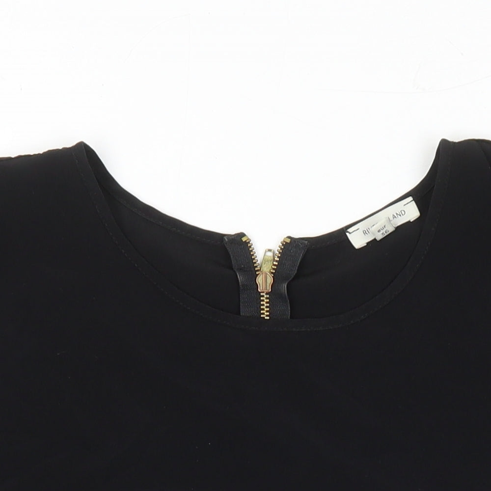 River Island Womens Black Polyester Tunic Blouse Size 8 Round Neck