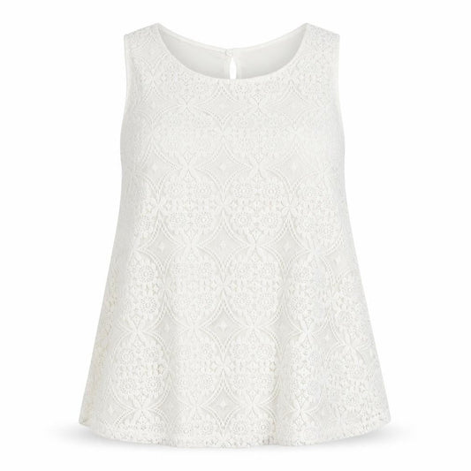 Next Womens Ivory Polyester Tunic Blouse Size 20 Boat Neck - Lace Overlay