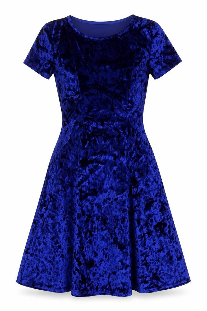 Look of The Day Womens Blue Polyester Fit & Flare Size 10 Round Neck