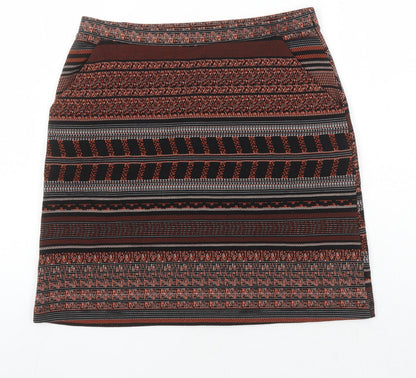 Next Womens Multicoloured Geometric Polyester A-Line Skirt Size 12