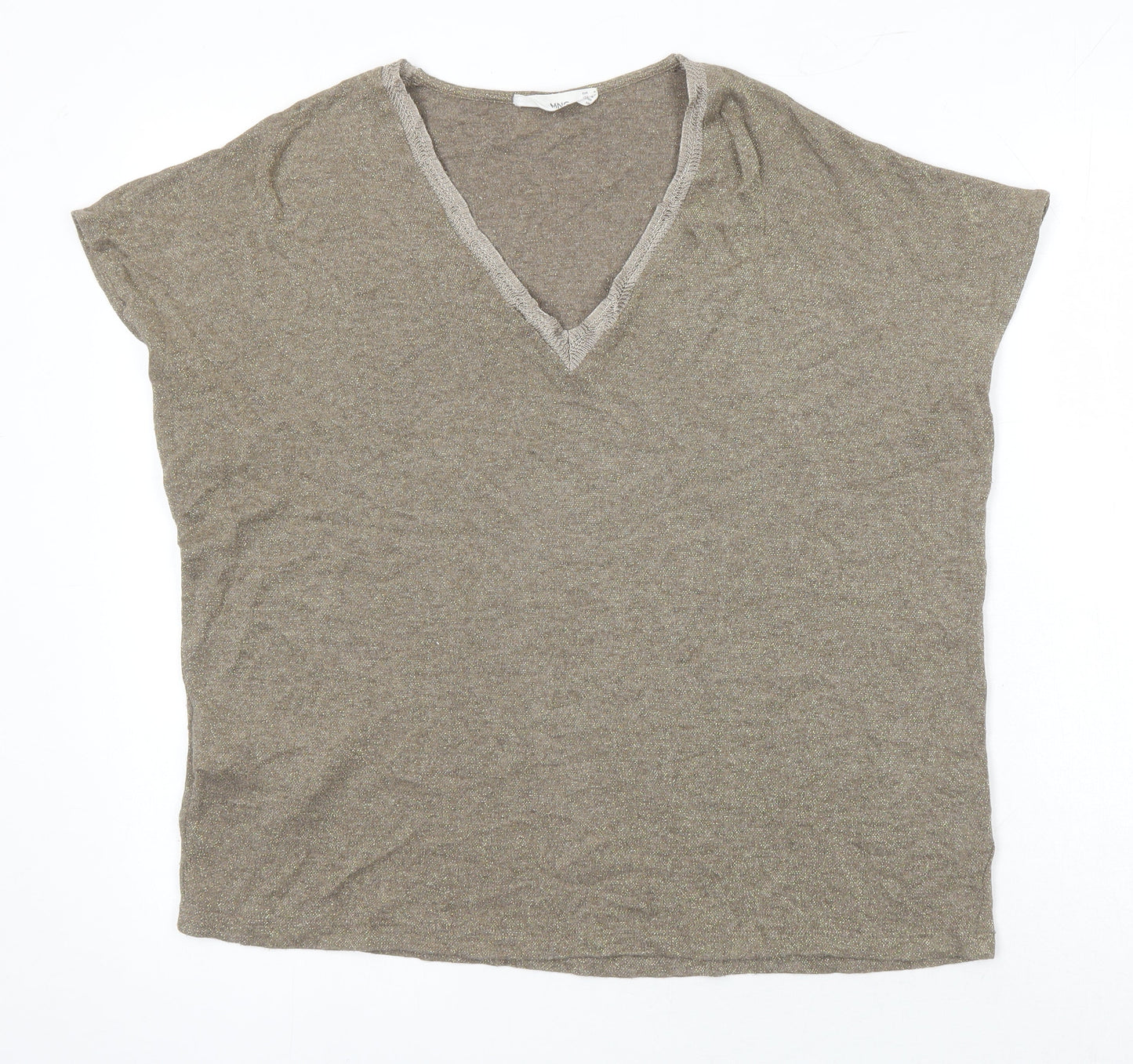 MNG Womens Gold Viscose Basic Tank Size M V-Neck