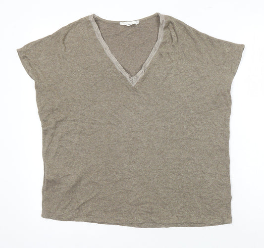 MNG Womens Gold Viscose Basic Tank Size M V-Neck