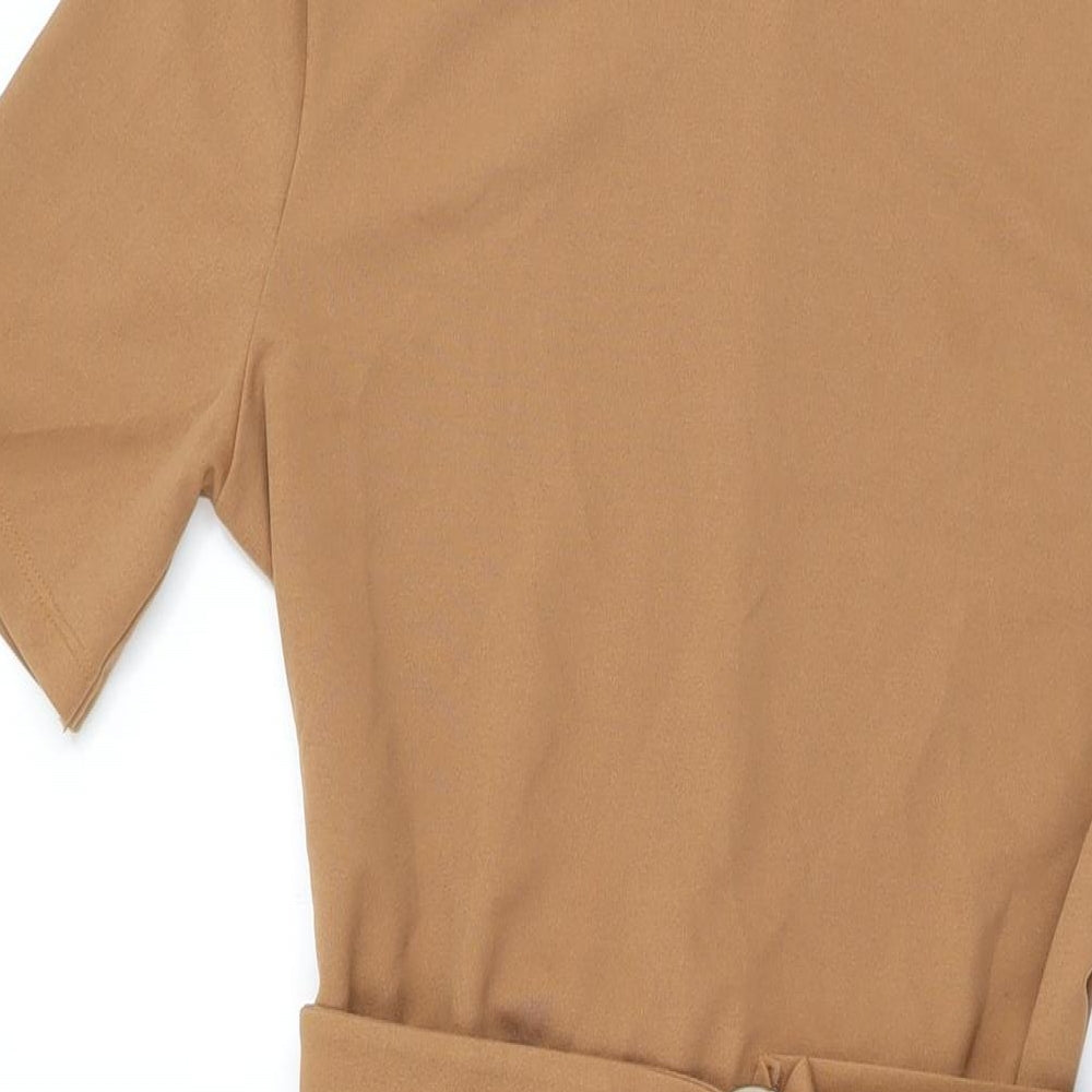 Zara Womens Beige Polyester A-Line Size S Round Neck Pullover