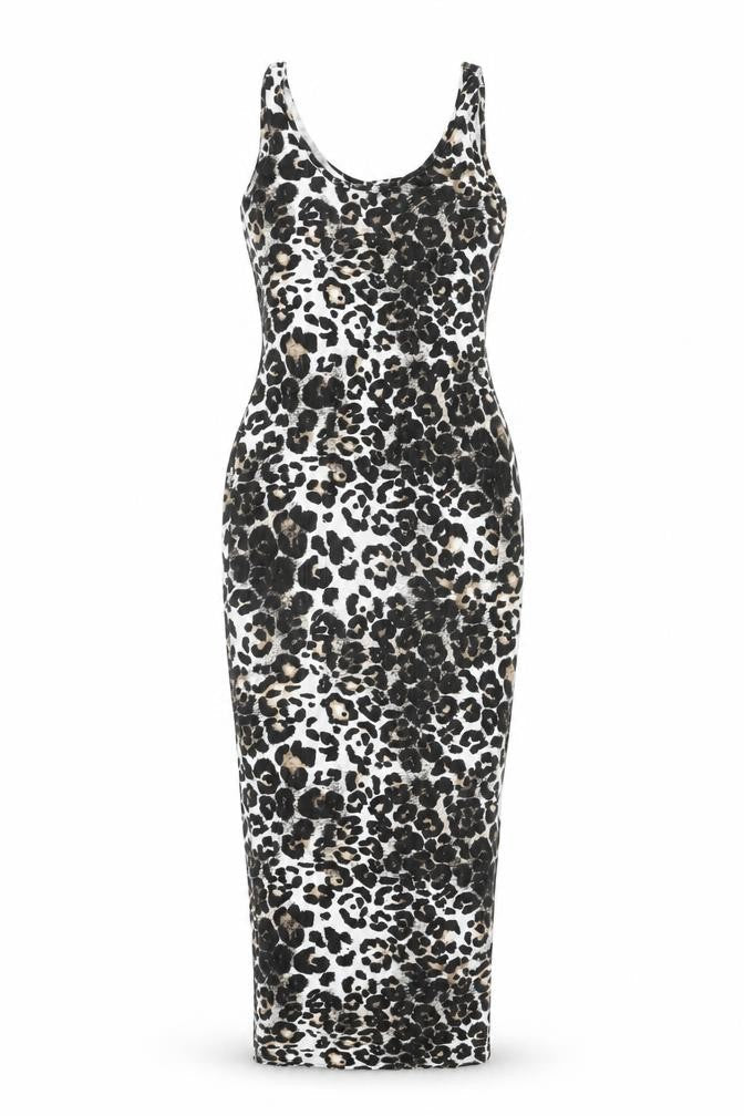 Boohoo Womens White Animal Print Polyester Bodycon Size 6 Scoop Neck Pullover
