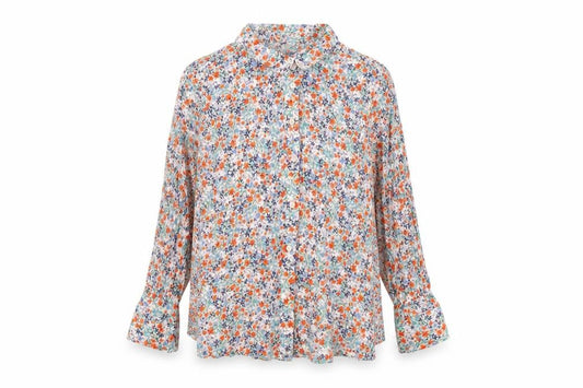 Marks and Spencer Womens Multicoloured Floral Viscose Basic Button-Up Size 14 Collared