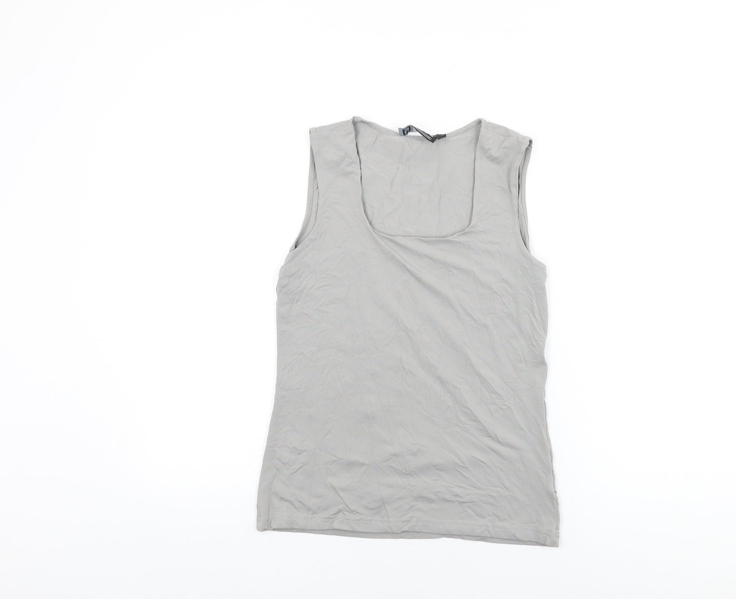 YAYA Womens Grey Polyamide Basic T-Shirt Size M Square Neck