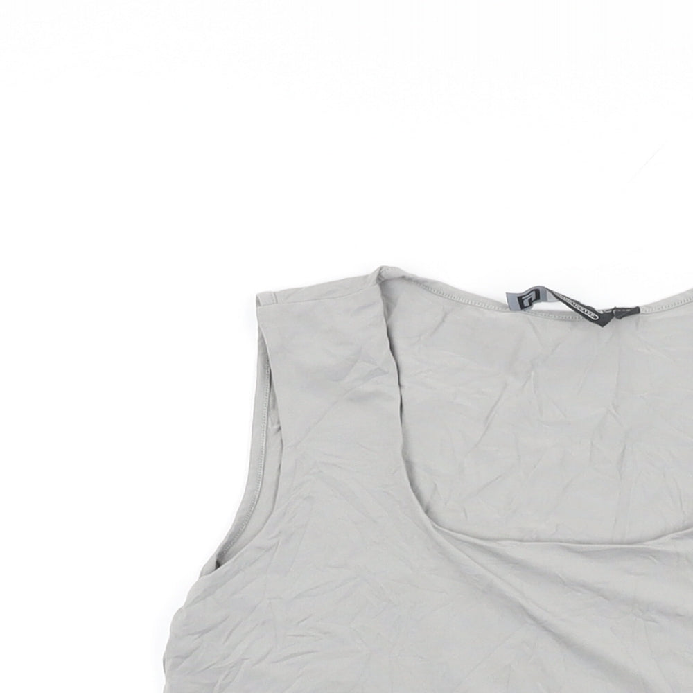 YAYA Womens Grey Polyamide Basic T-Shirt Size M Square Neck