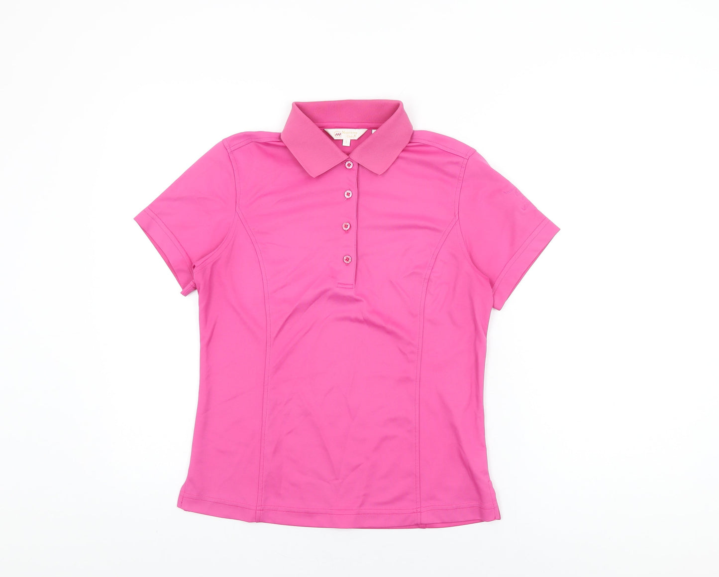 Monterey Womens Pink Polyester Basic T-Shirt Size S Collared