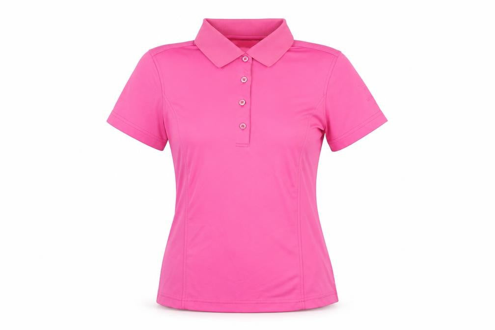 Monterey Womens Pink Polyester Basic T-Shirt Size S Collared