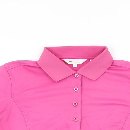 Monterey Womens Pink Polyester Basic T-Shirt Size S Collared