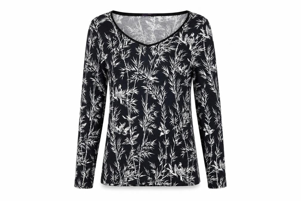 Laurel Womens Black Geometric Cotton Basic T-Shirt Size 10 Round Neck