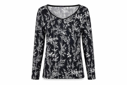Laurel Womens Black Geometric Cotton Basic T-Shirt Size 10 Round Neck