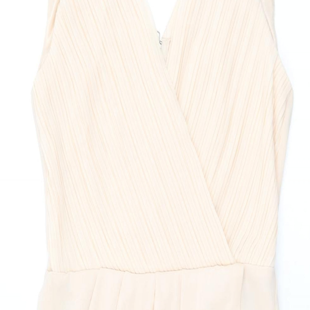 TFNC London Womens Pink Polyester Bodycon Size 8 V-Neck Zip