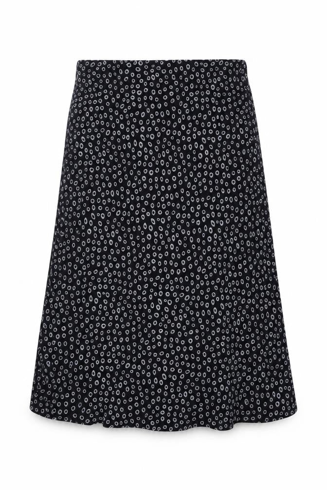 Bonmarché Womens Black Geometric Viscose Flare Skirt Size 14