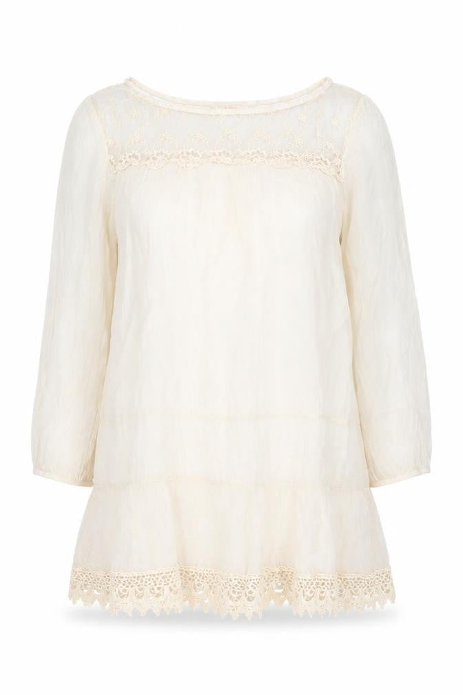 Prontomoda Giusy Womens Beige Silk Basic Blouse Size M Round Neck