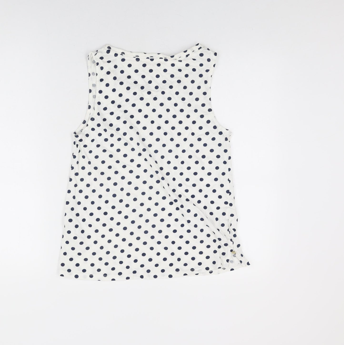 Sfera Womens White Polka Dot Cotton Basic Tank Size L Round Neck