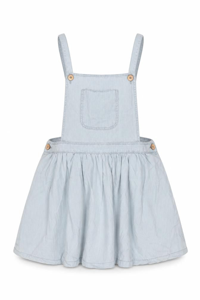 Denim & Co. Womens Blue Cotton Pinafore/Dungaree Dress Size 14 Square Neck Button