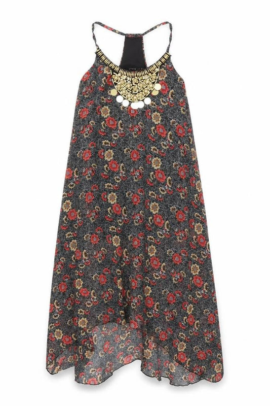 Boohoo Womens Black Floral Polyester Shift Size 8 Round Neck Pullover
