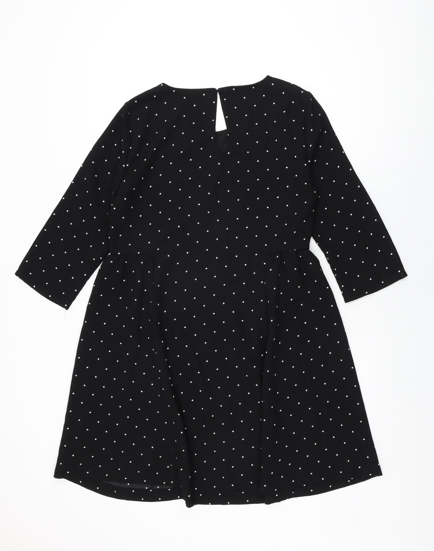 VERO MODA Womens Black Polka Dot Polyester Shift Size M Round Neck Button