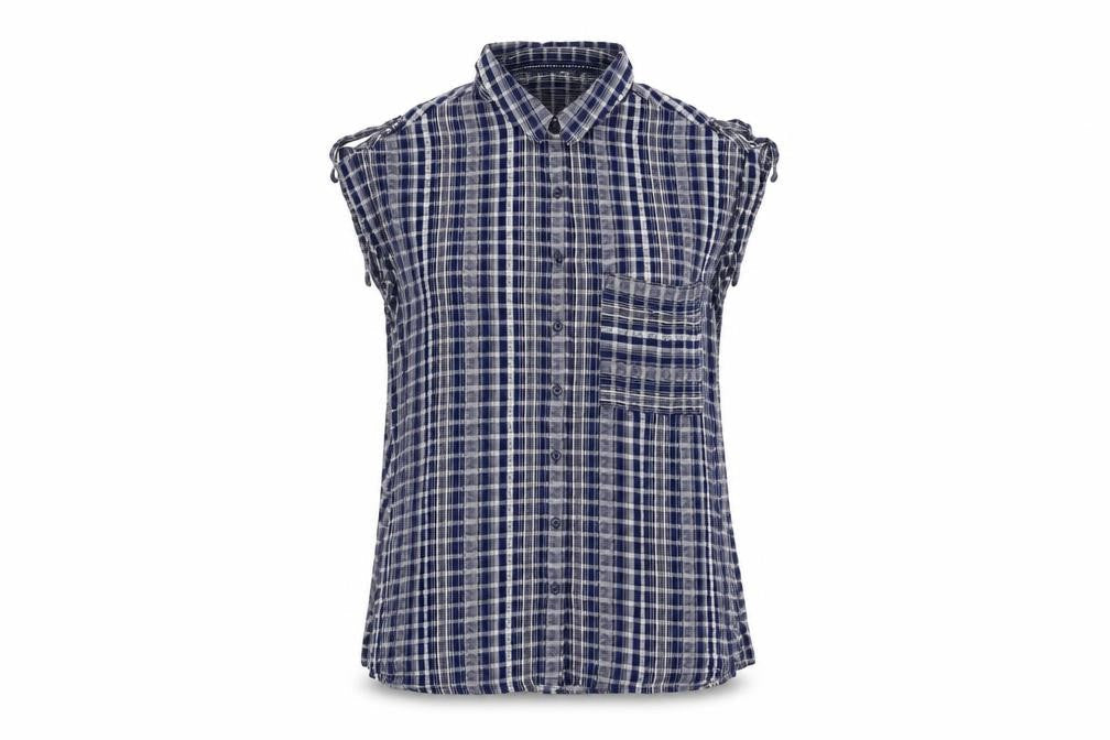 NEXT Womens Blue Geometric Viscose Basic Button-Up Size 12 Collared