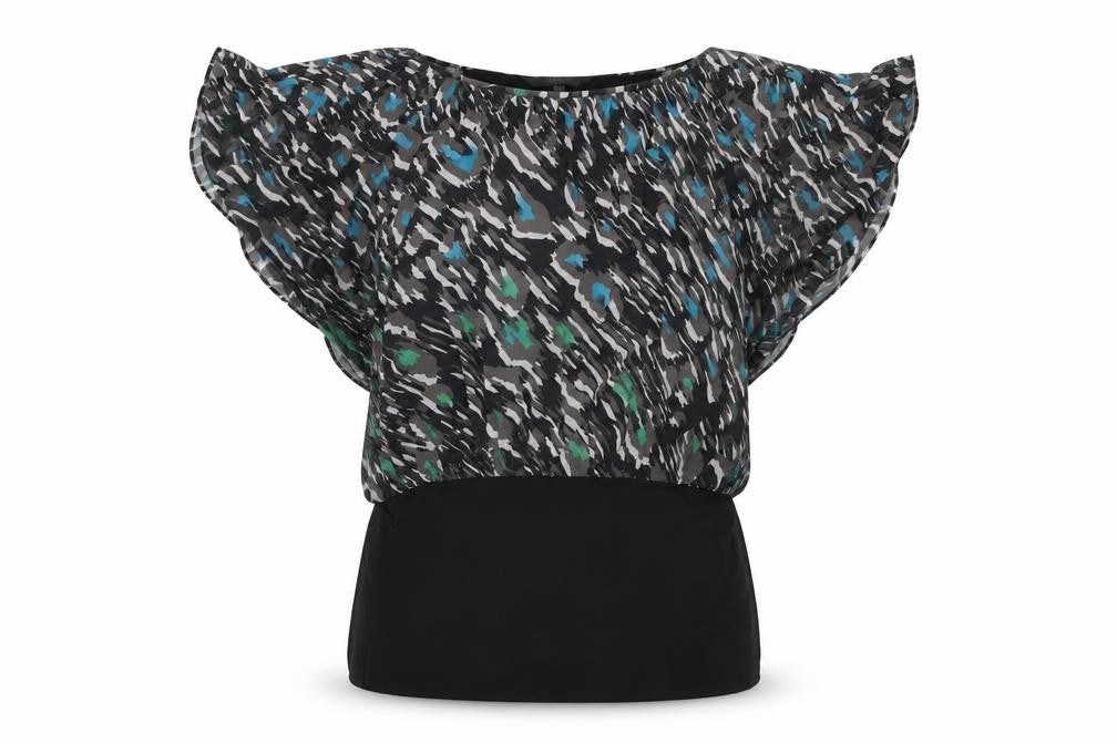 Coast Womens Black Geometric Silk Basic Blouse Size 8 Boat Neck