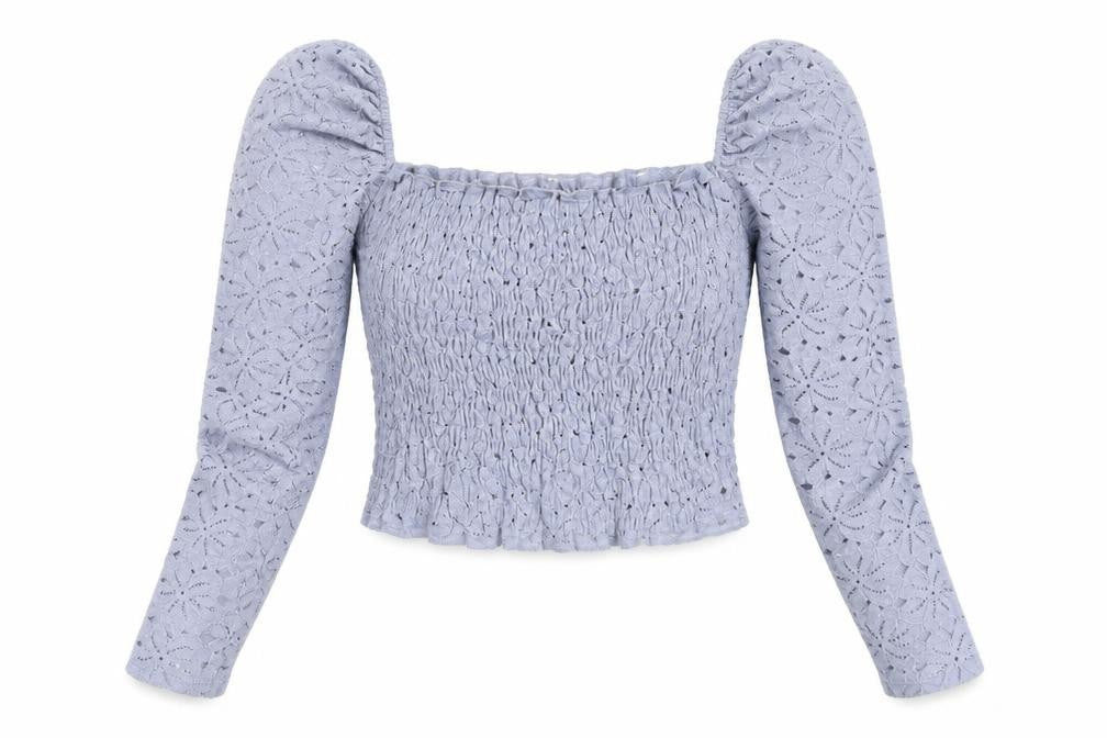 Topshop Womens Blue Polyester Cropped T-Shirt Size 10 Square Neck