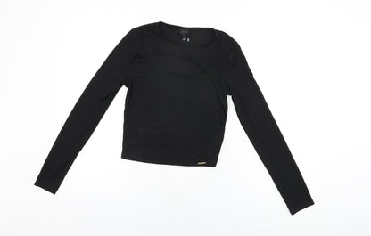 River Island Womens Black Polyester Basic T-Shirt Size 8 Round Neck