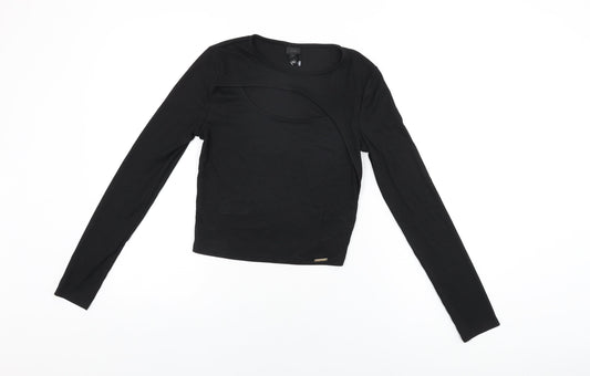 River Island Womens Black Polyester Basic T-Shirt Size 8 Round Neck